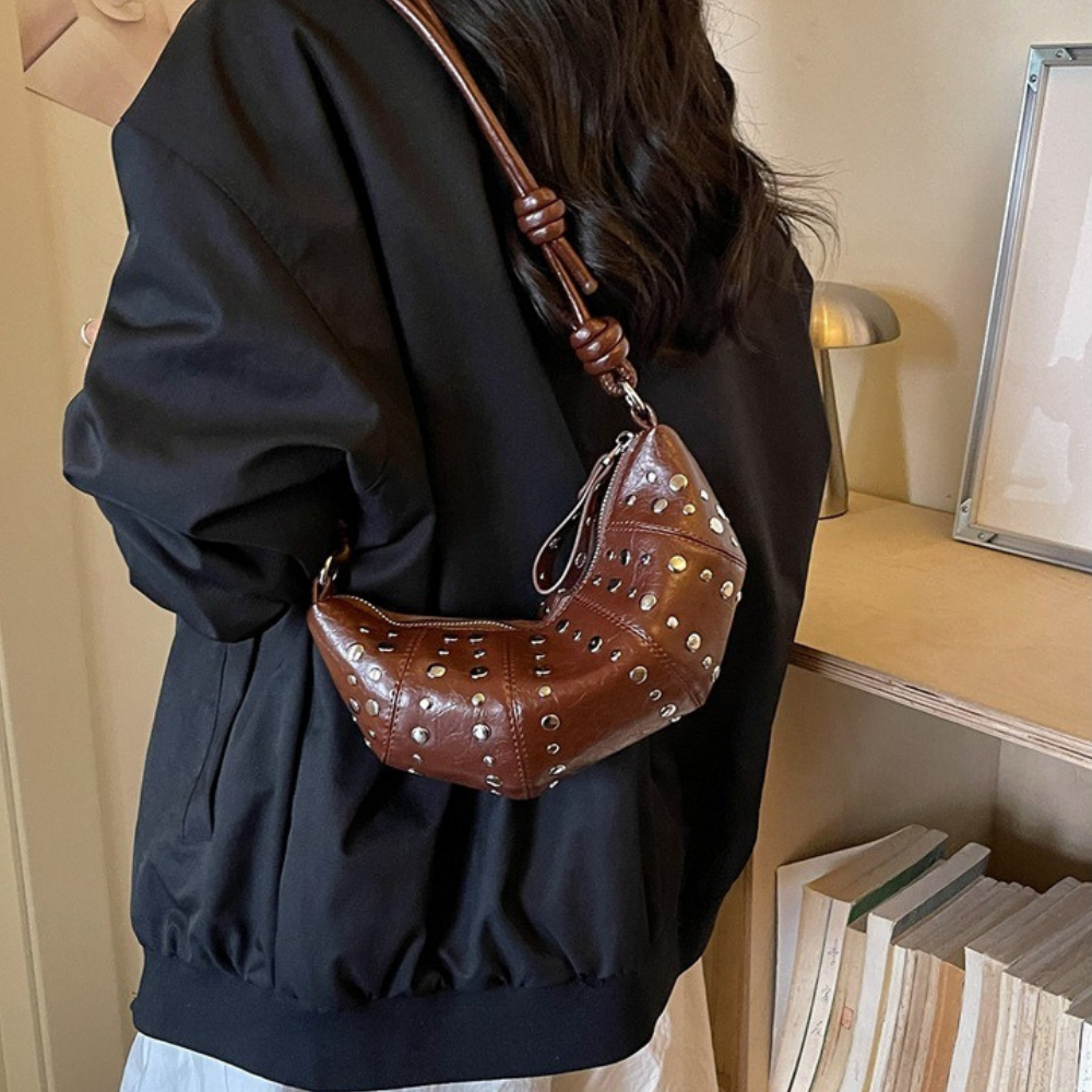 Tavrina Studded Croissant Shoulder Bag