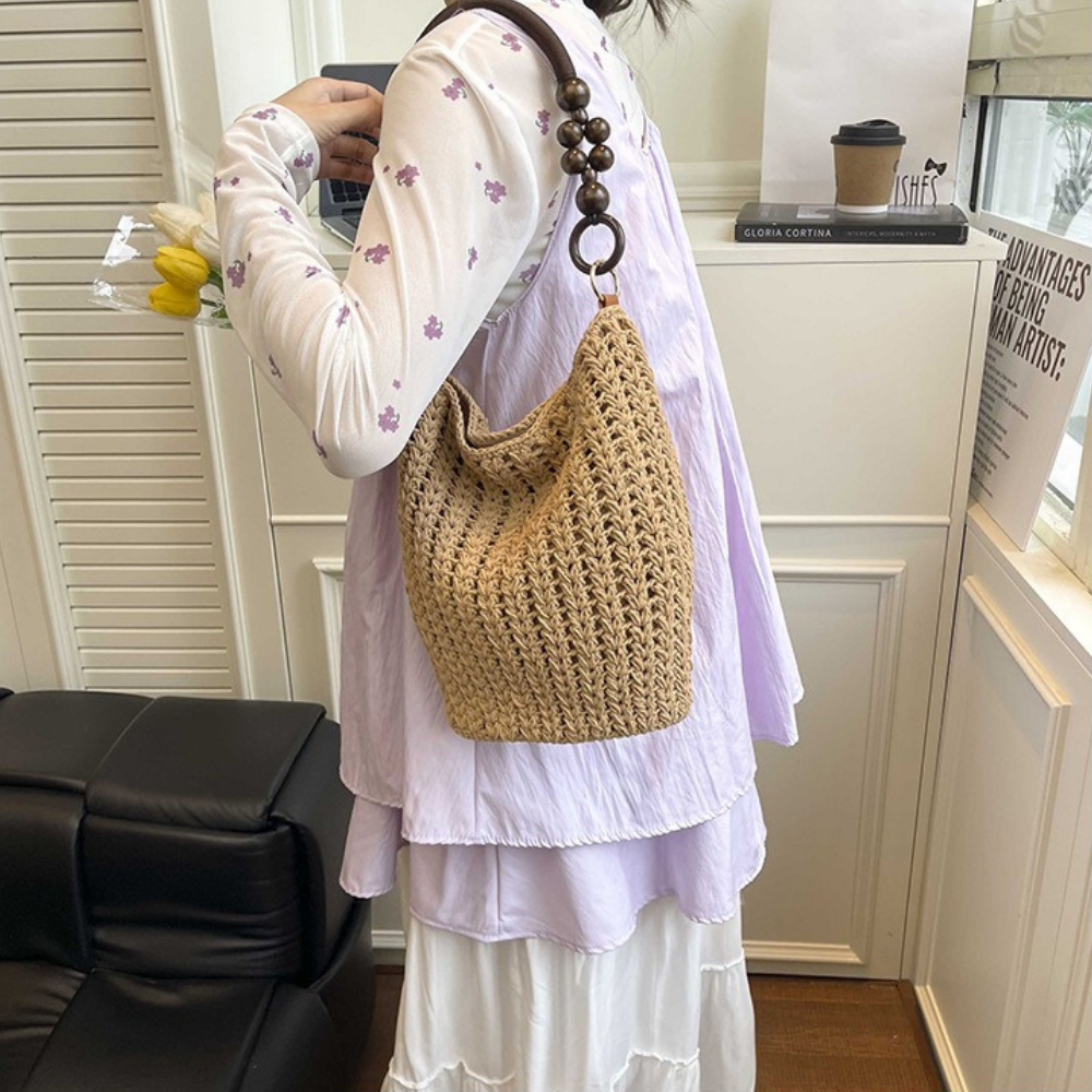 Marélle Beaded Handle Woven Bag