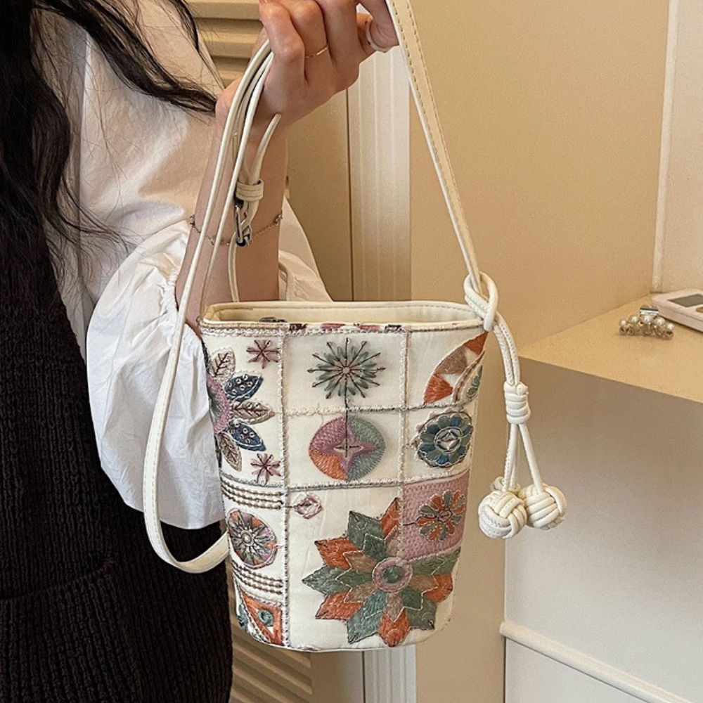 Mosaira Embroidered Bucket Bag