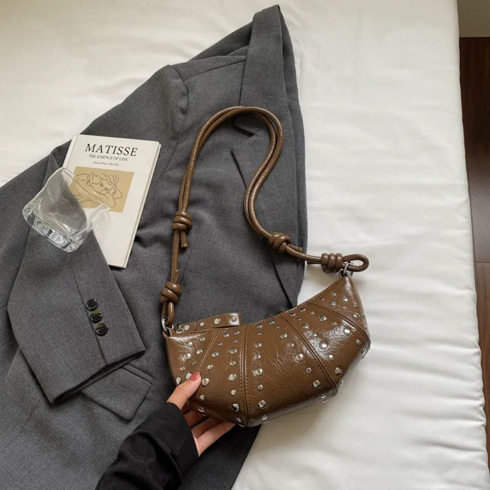 Tavrina Studded Croissant Shoulder Bag