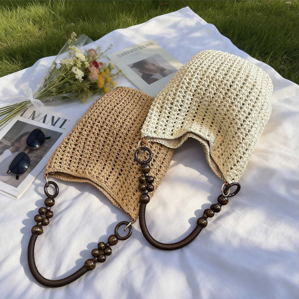 Marélle Beaded Handle Woven Bag