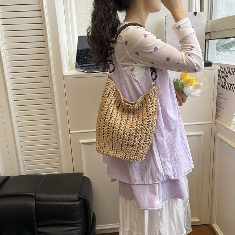 Marélle Beaded Handle Woven Bag