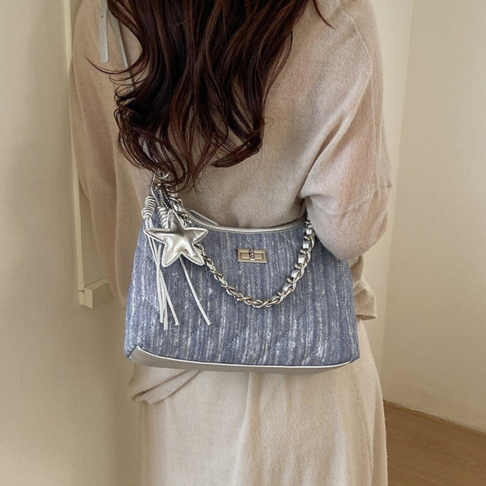 Bleuressa Quilted Denim-Look Shoulder Bag