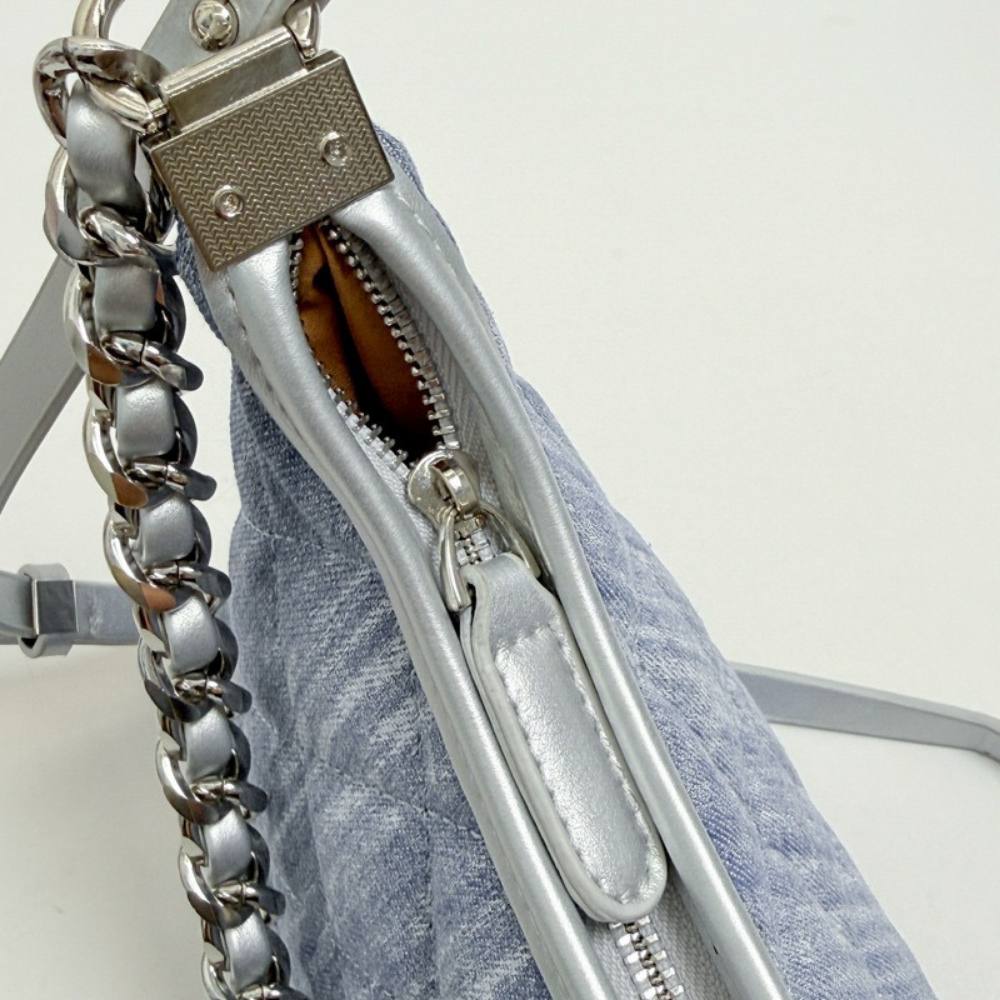 Bleuressa Quilted Denim-Look Shoulder Bag