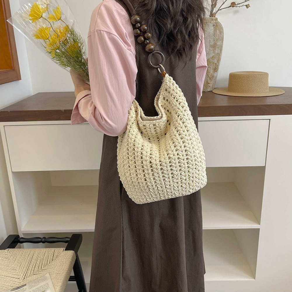 Marélle Beaded Handle Woven Bag