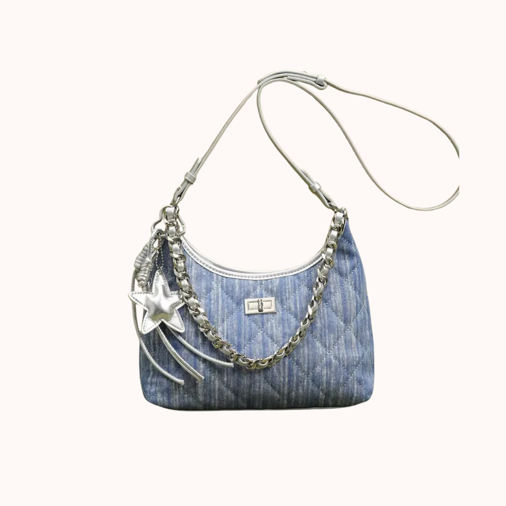 Bleuressa Quilted Denim-Look Shoulder Bag