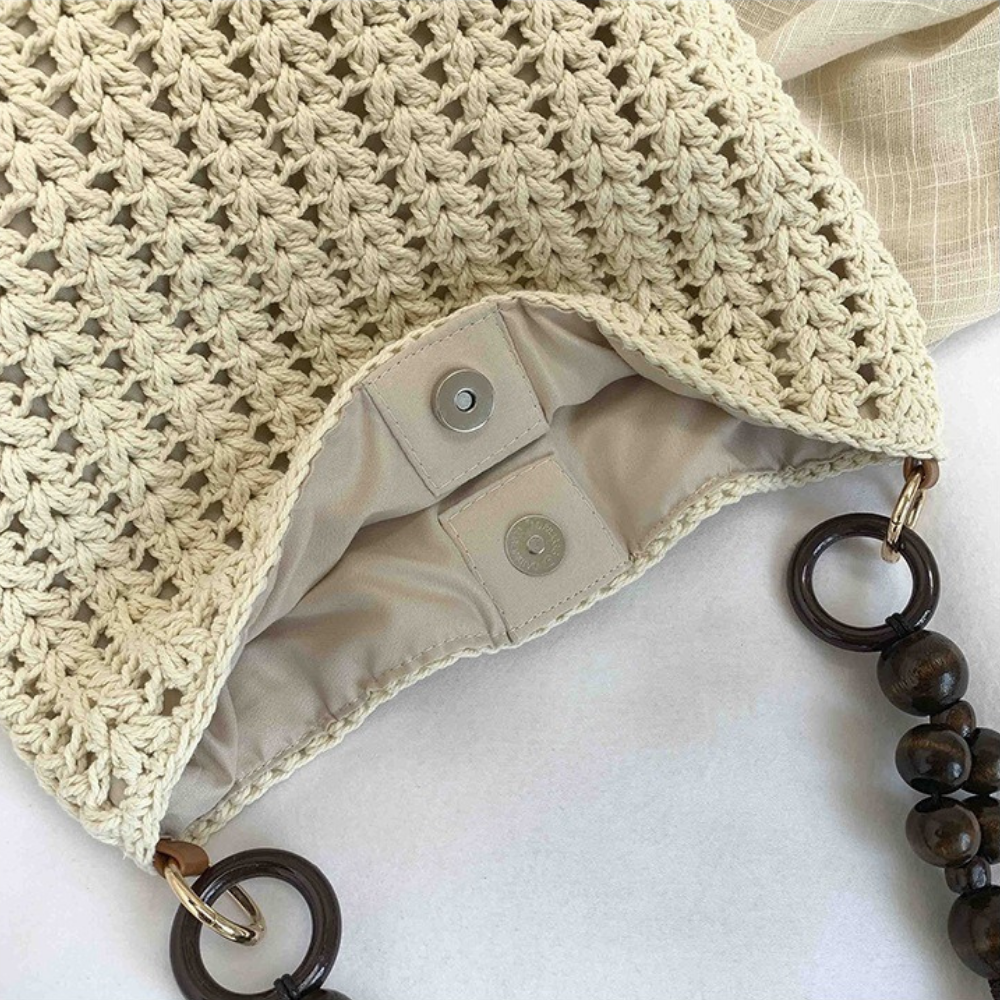 Marélle Beaded Handle Woven Bag