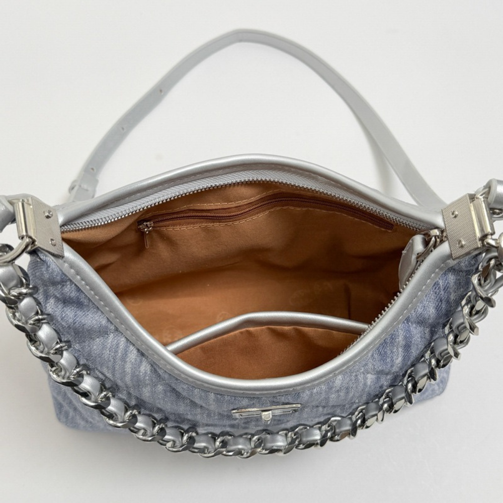 Bleuressa Quilted Denim-Look Shoulder Bag