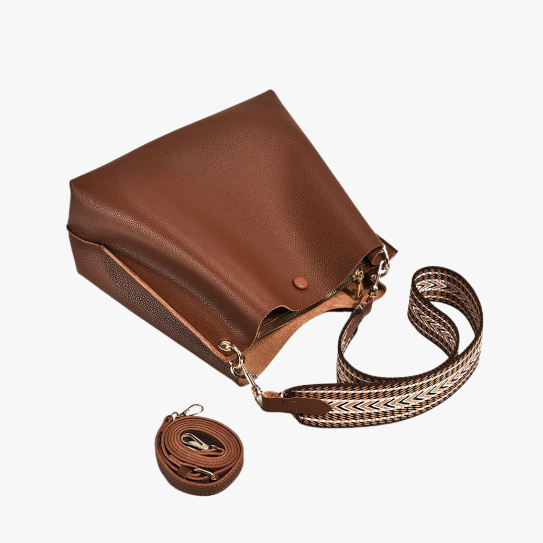 Léonore Vegan Leather Crossbody Bucket Bag