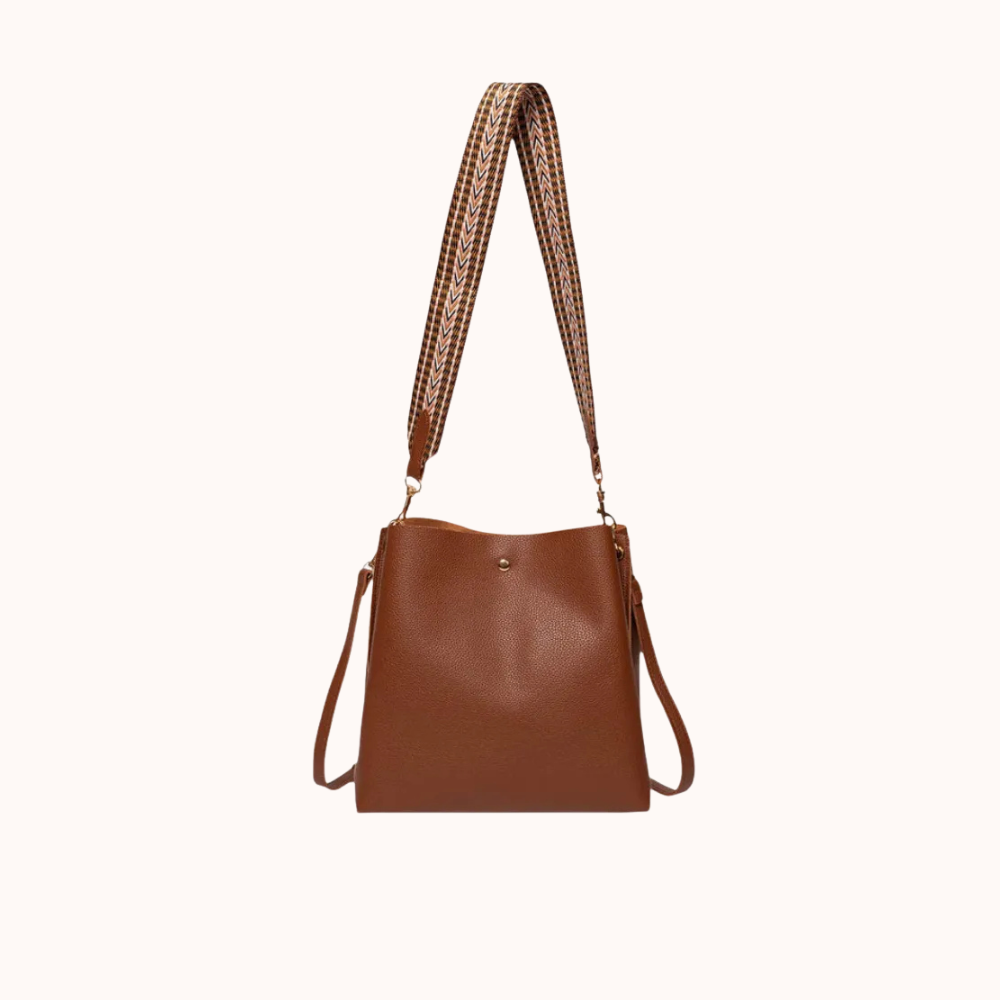Léonore Vegan Leather Crossbody Bucket Bag