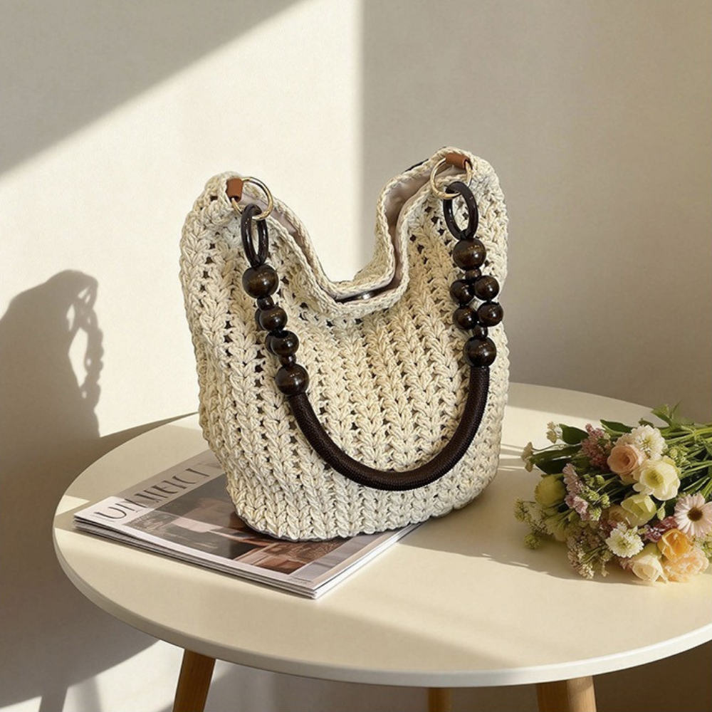 Marélle Beaded Handle Woven Bag