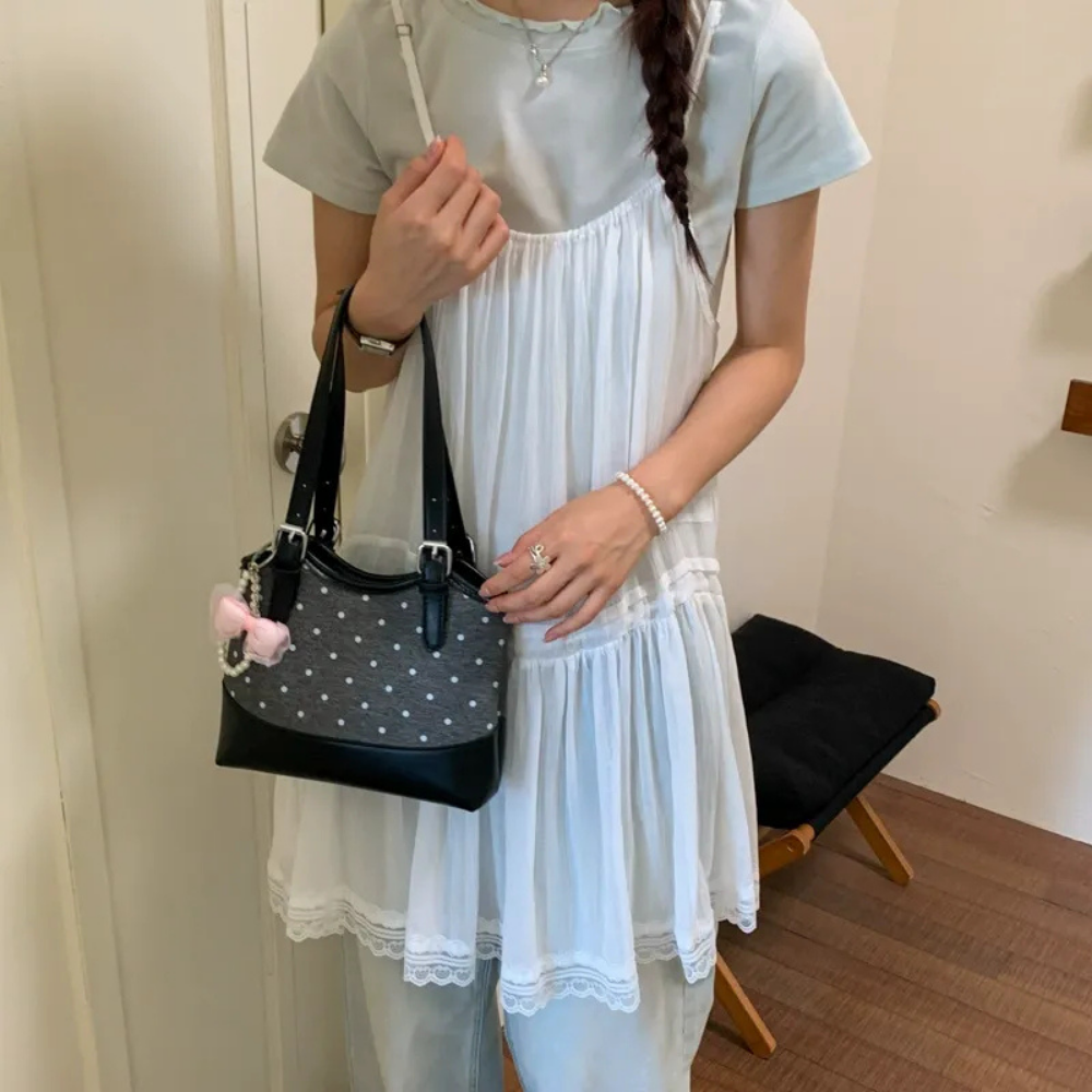 Noirette Bow Charm Shoulder Bag