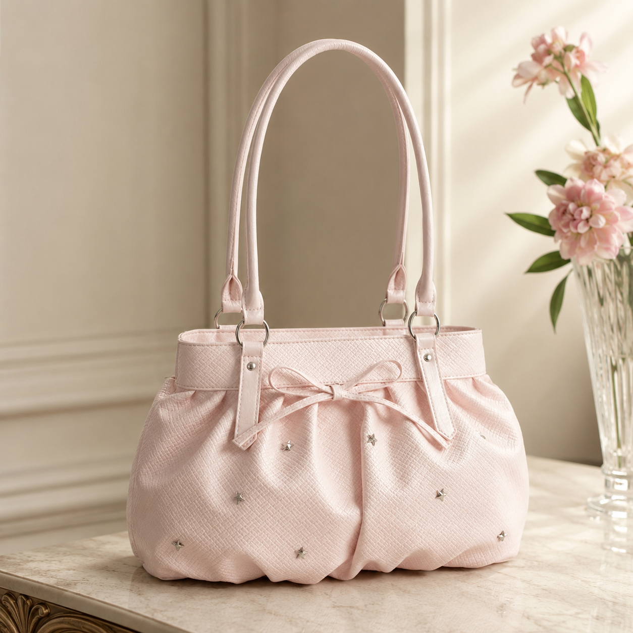 Avelisse Glossy Ruched Shoulder Bag