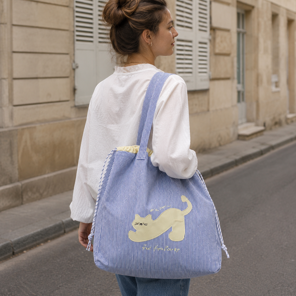 Zephyra Cat Patch Tote Bag