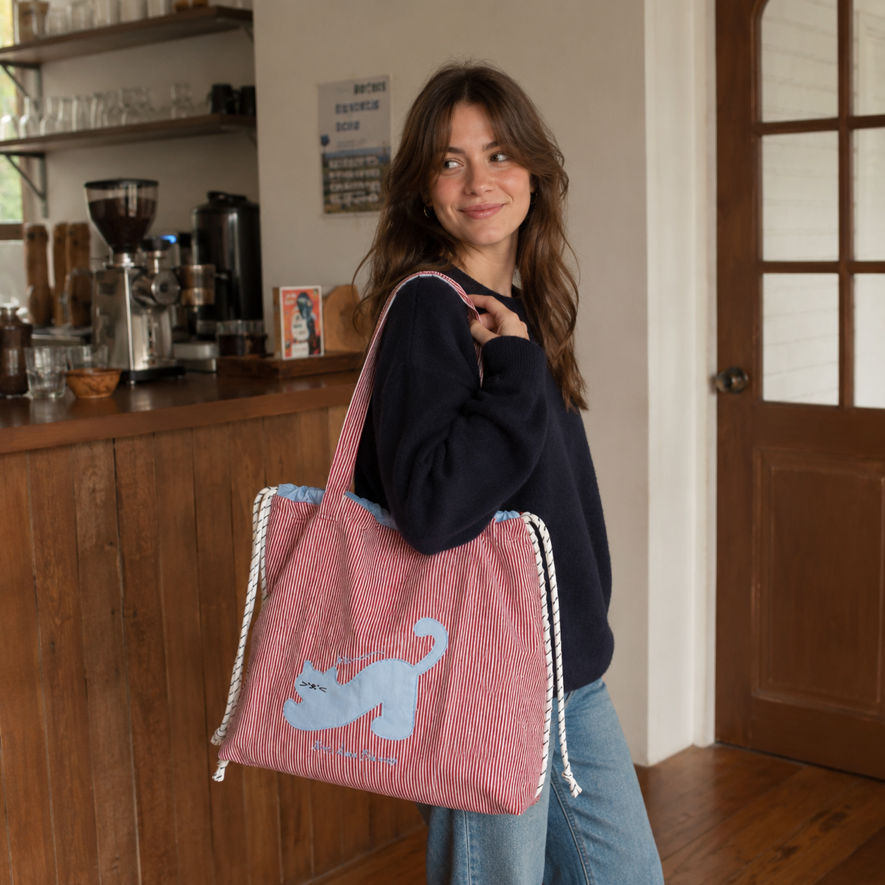 Zephyra Cat Patch Tote Bag