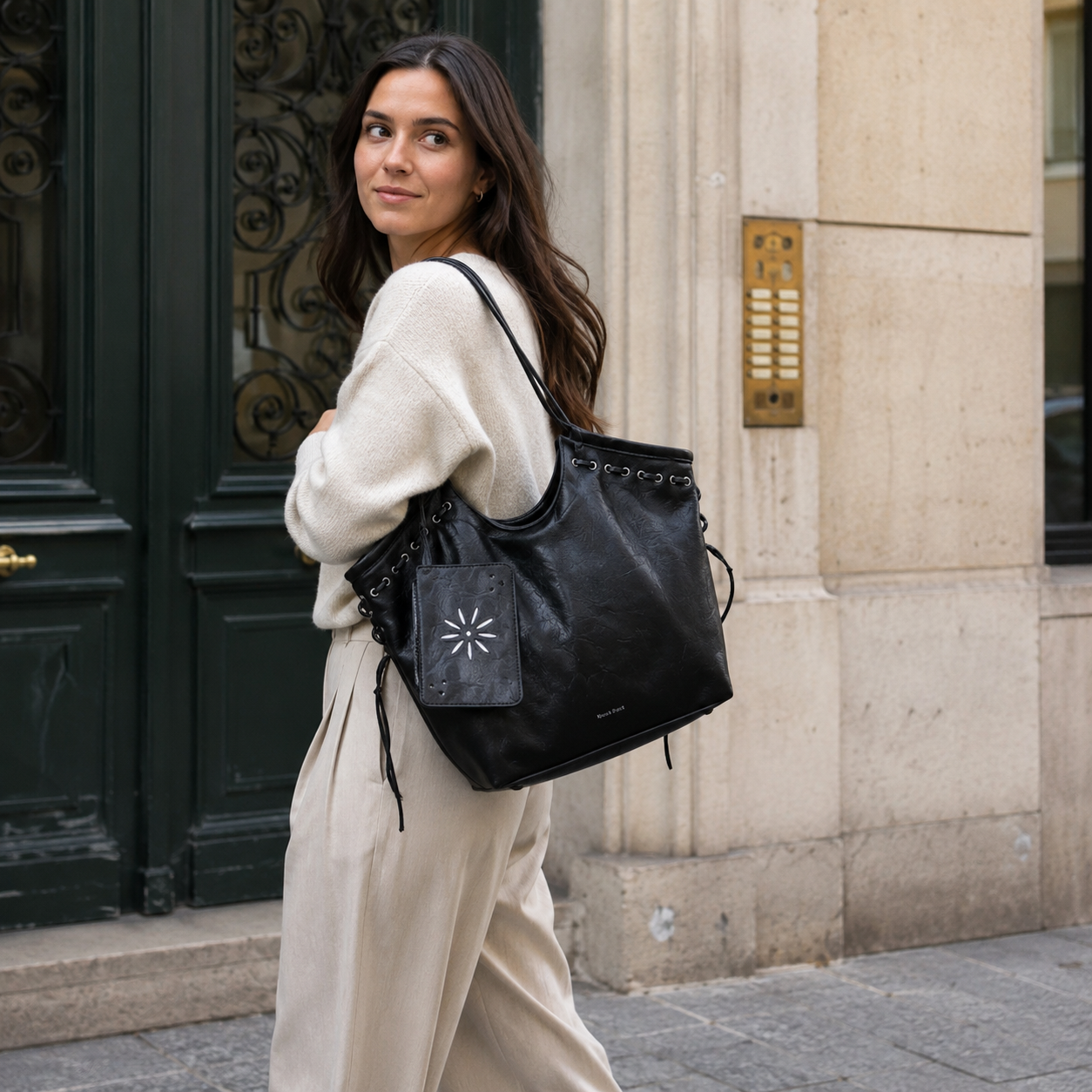 Bravelle Lace-Up Shoulder Bag