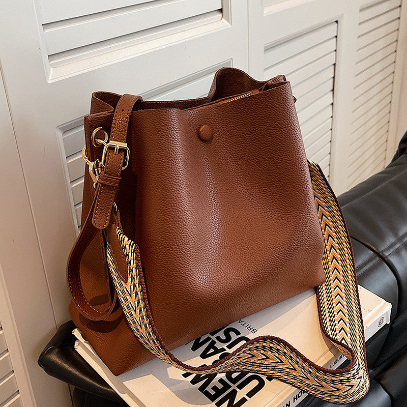 Léonore Vegan Leather Crossbody Bucket Bag