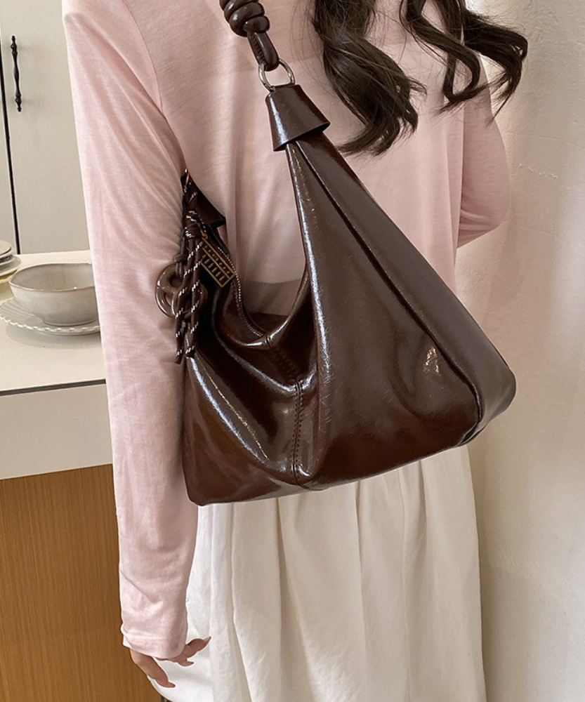 Léonie Glossy Hobo Bag