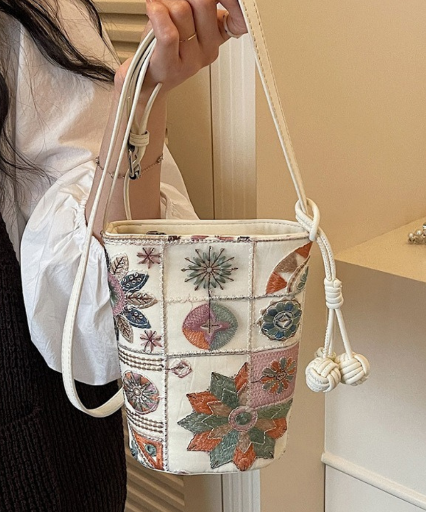 Mosaira Embroidered Bucket Bag