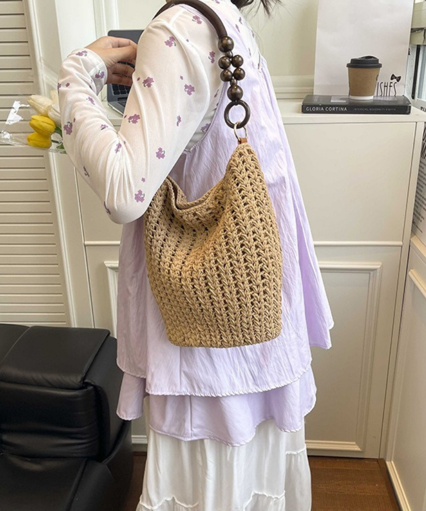 Marélle Beaded Handle Woven Bag