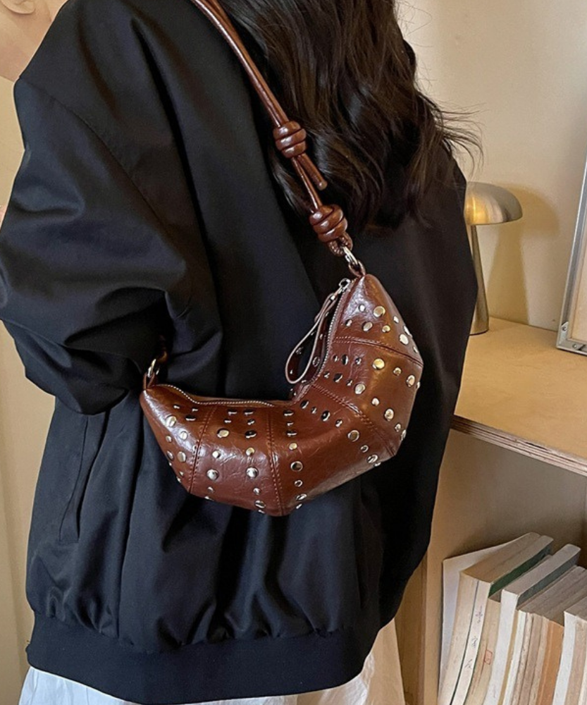 Tavrina Studded Croissant Shoulder Bag