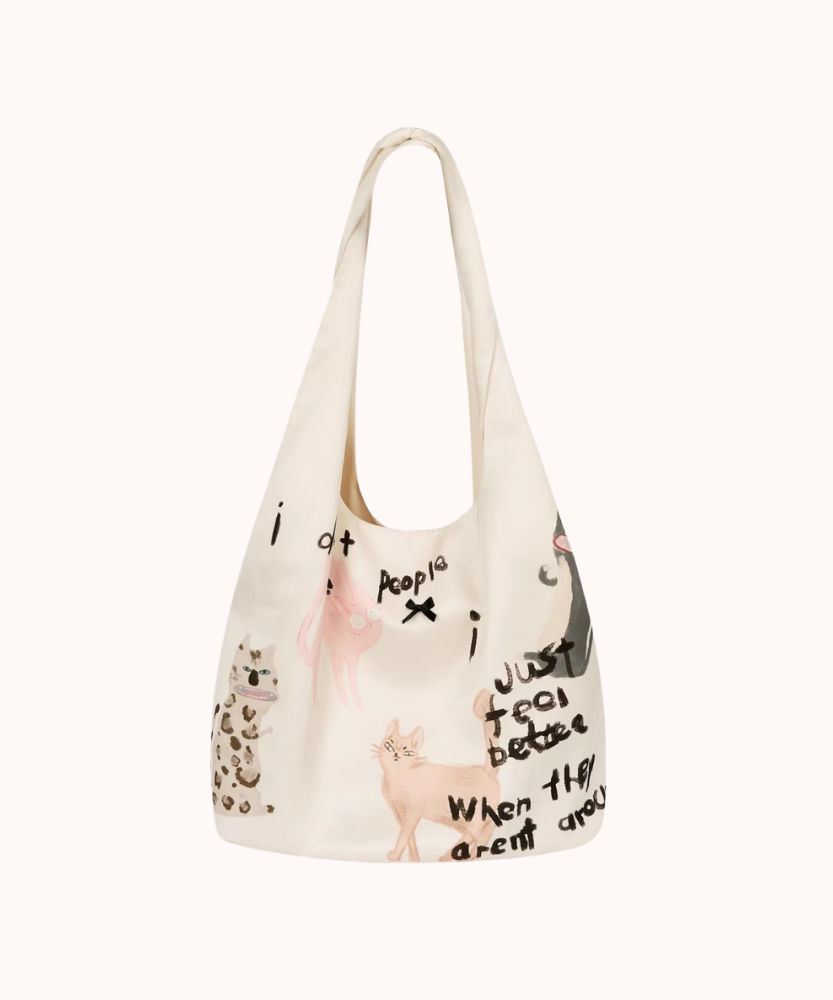 Cattéra Cat Print Oversized Shoulder Bag