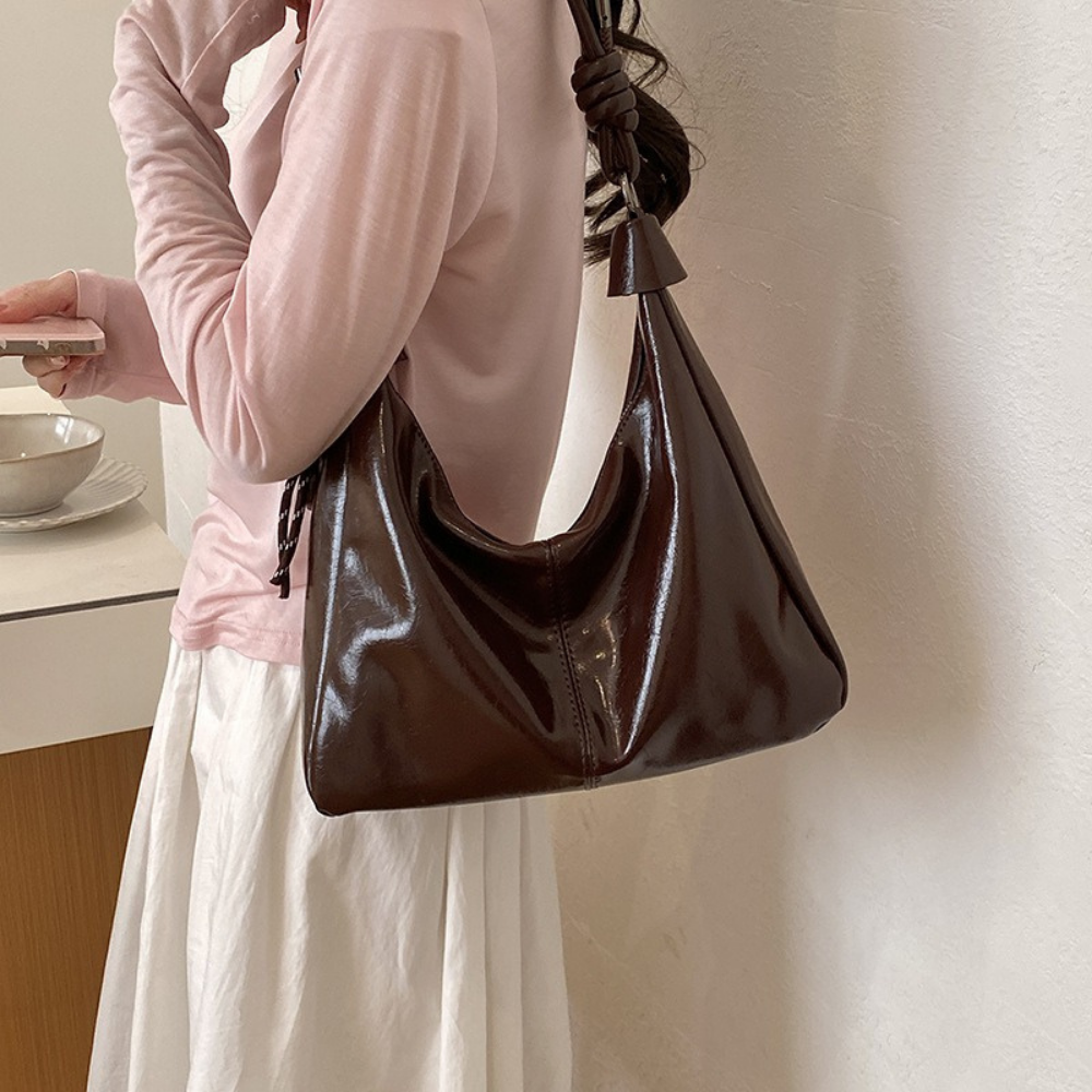 Léonie Glossy Hobo Bag