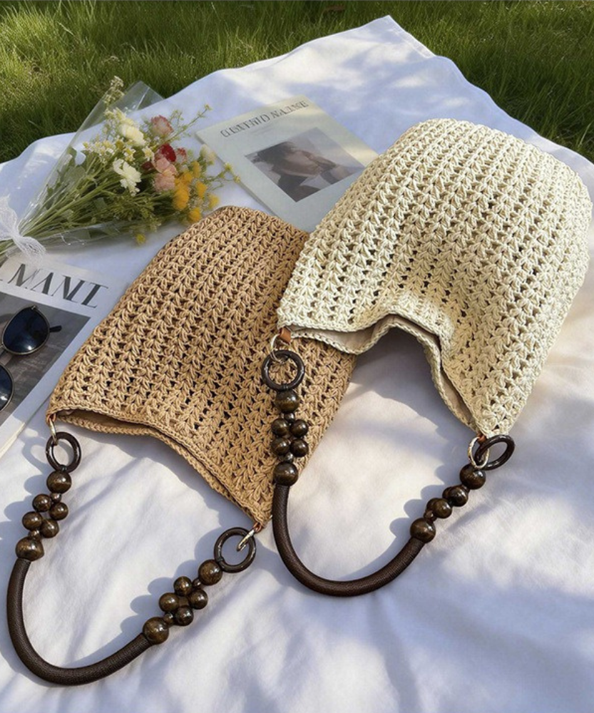 Marélle Beaded Handle Woven Bag