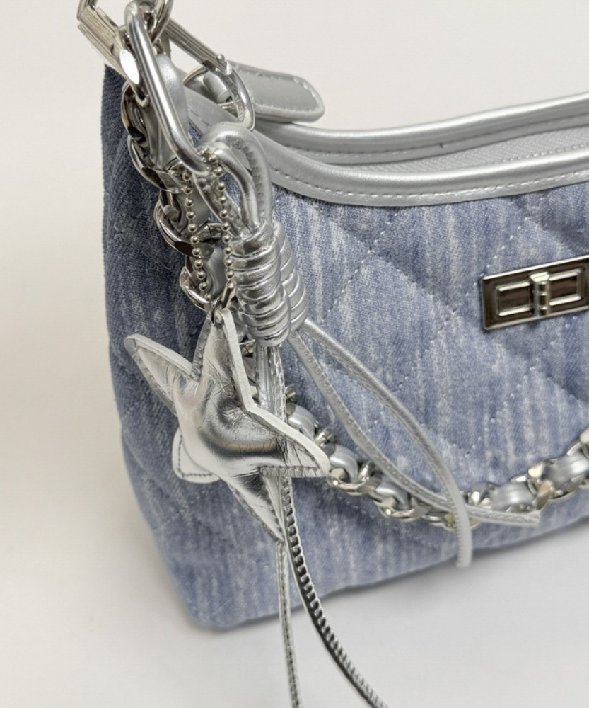 Bleuressa Quilted Denim-Look Shoulder Bag