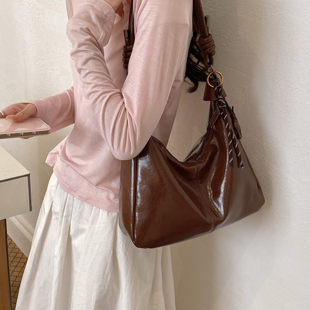 Léonie Glossy Hobo Bag