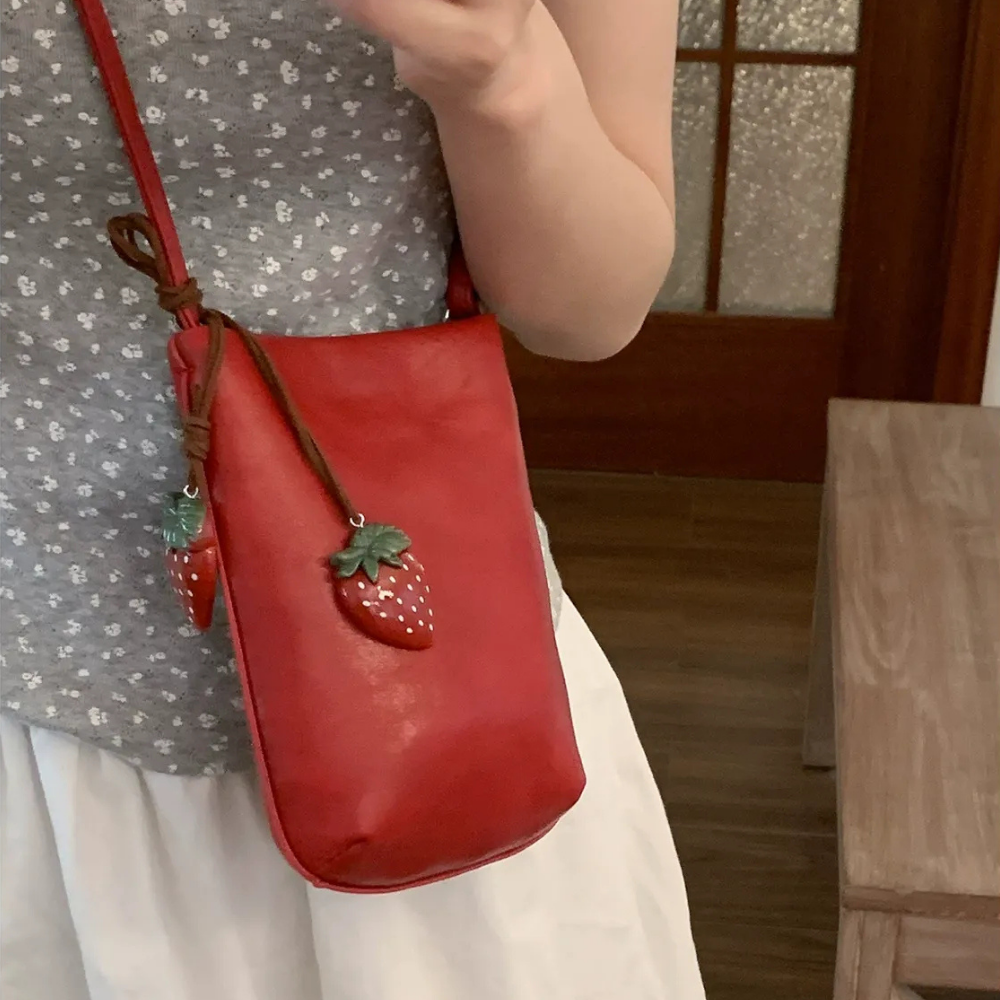 Fruttina Strawberry Charm Bucket Bag