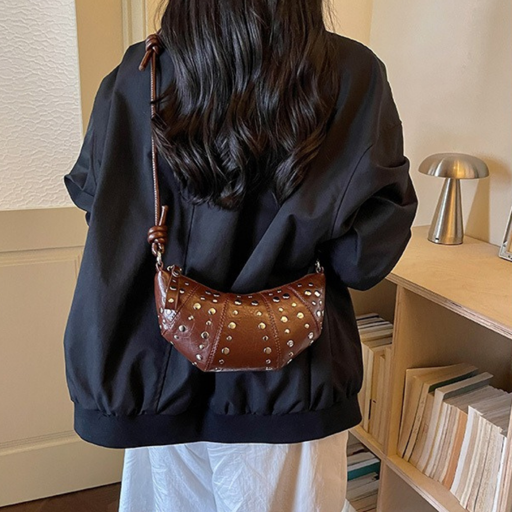 Tavrina Studded Croissant Shoulder Bag