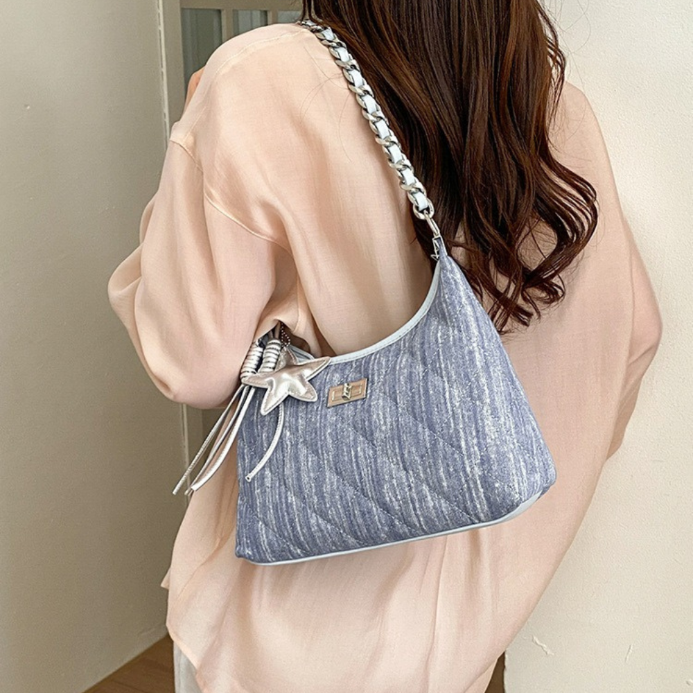 Bleuressa Quilted Denim-Look Shoulder Bag
