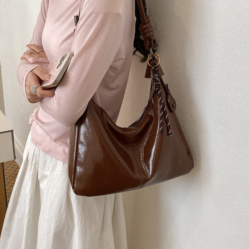 Léonie Glossy Hobo Bag