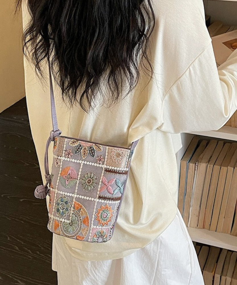 Mosaira Embroidered Bucket Bag