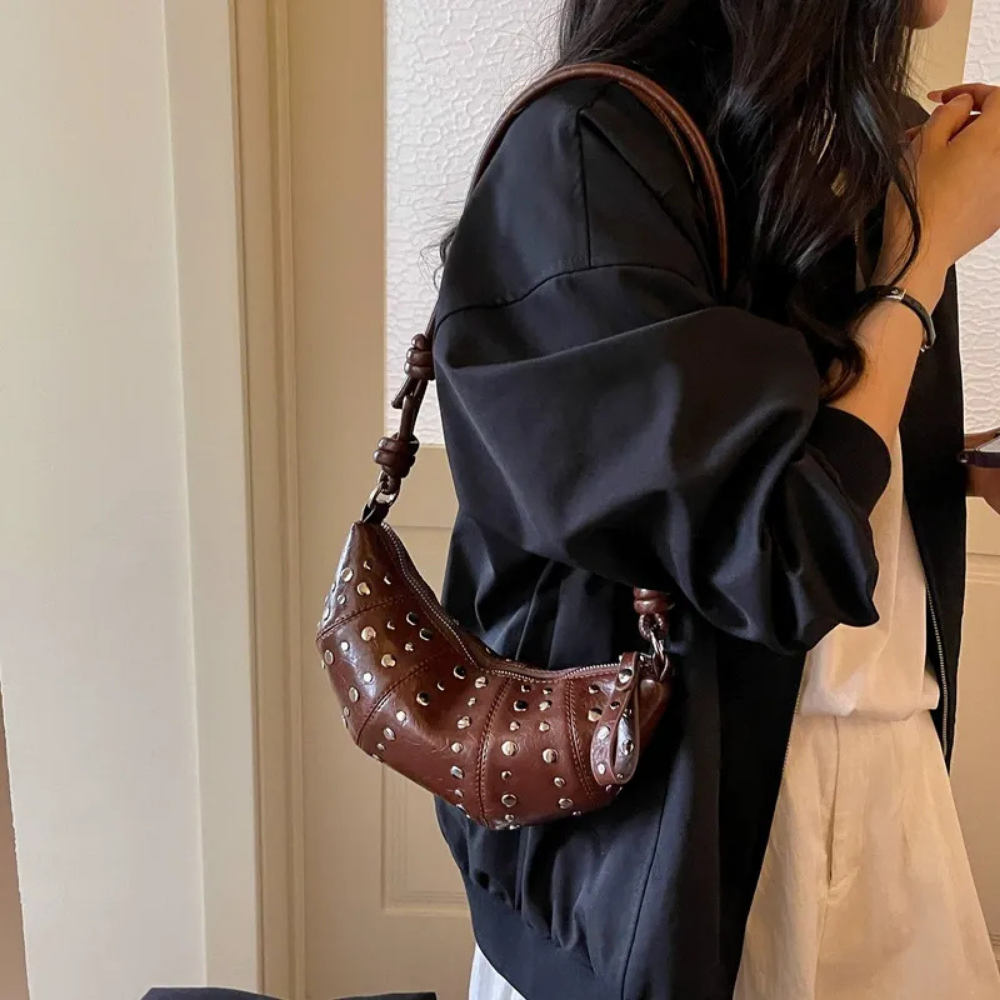 Tavrina Studded Croissant Shoulder Bag