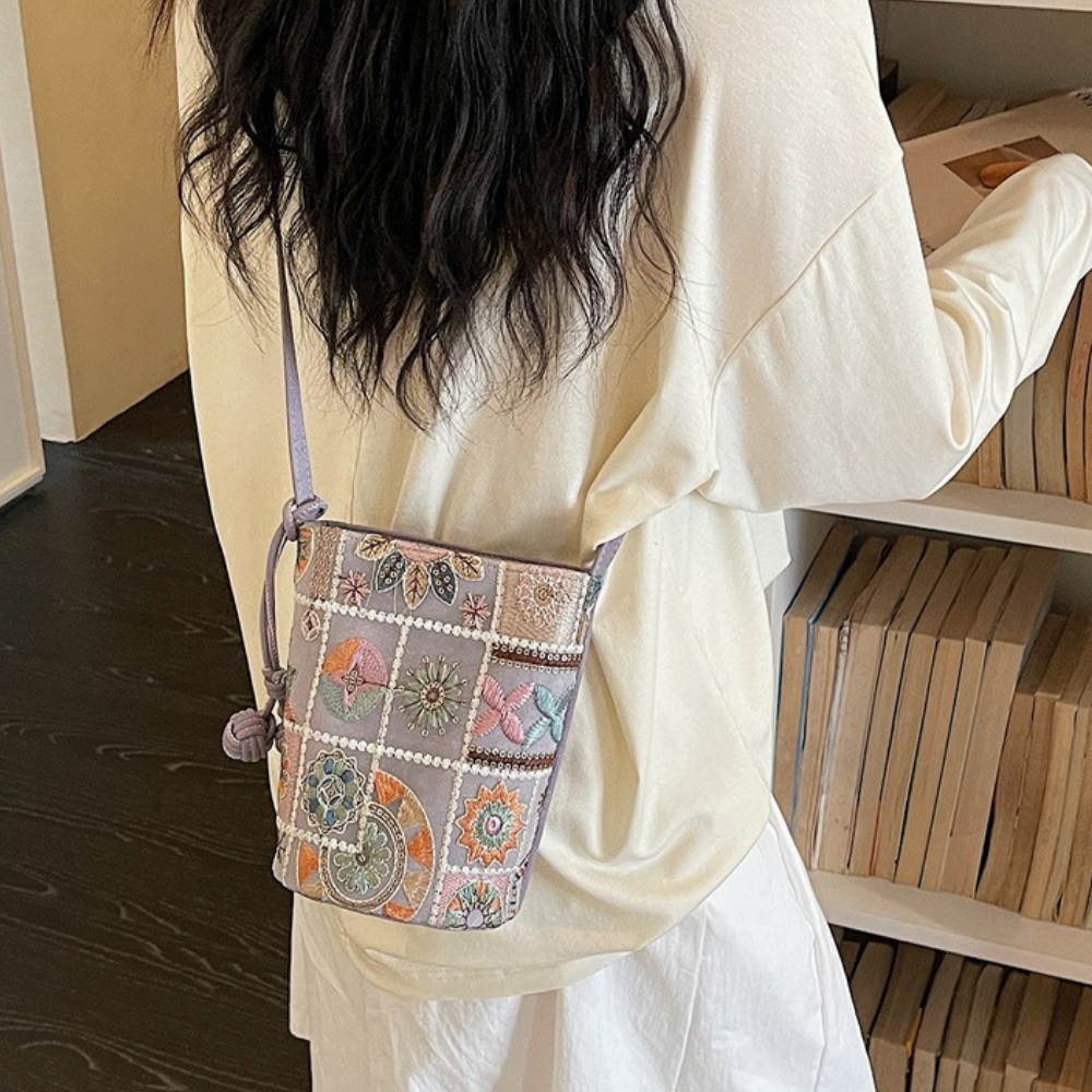 Mosaira Embroidered Bucket Bag