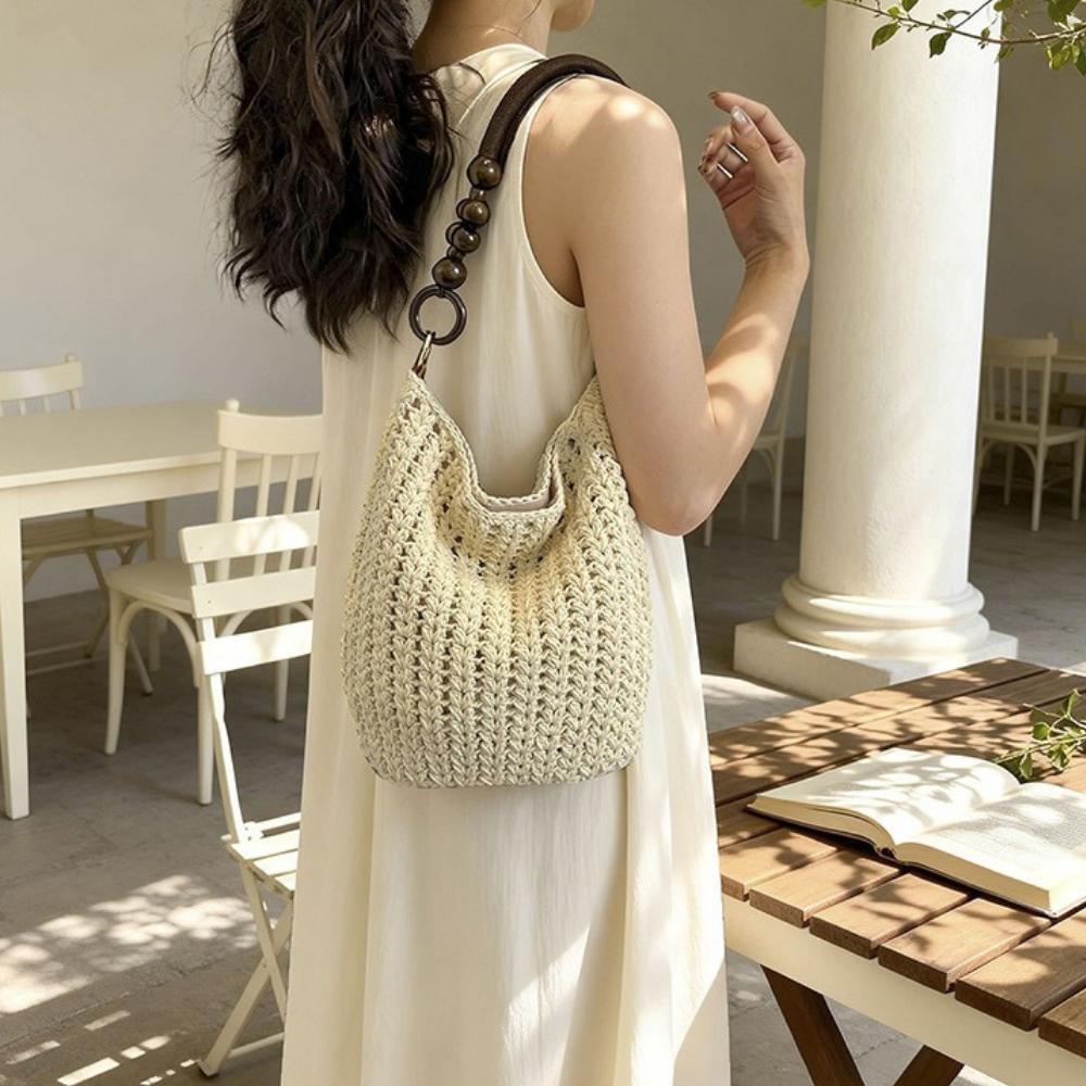 Marélle Beaded Handle Woven Bag