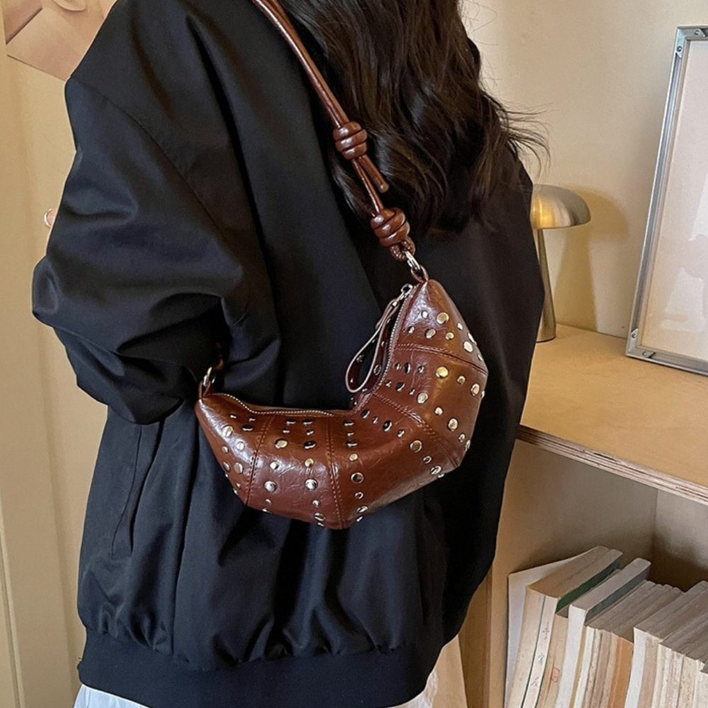 Tavrina Studded Croissant Shoulder Bag