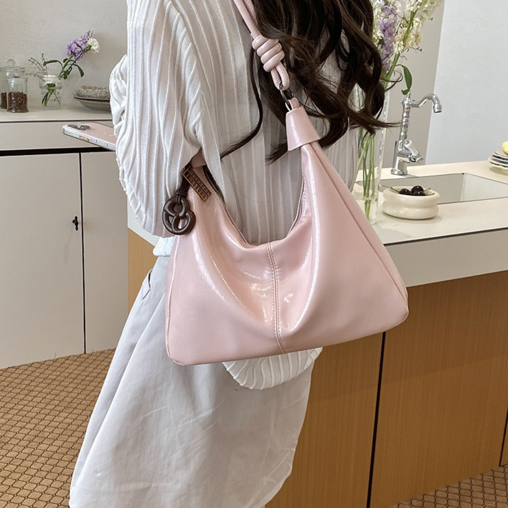 Léonie Glossy Hobo Bag