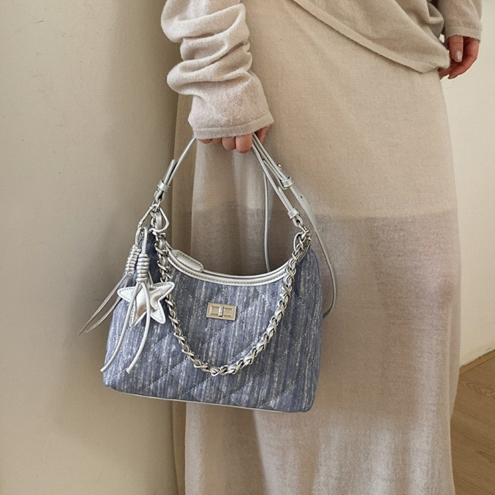 Bleuressa Quilted Denim-Look Shoulder Bag