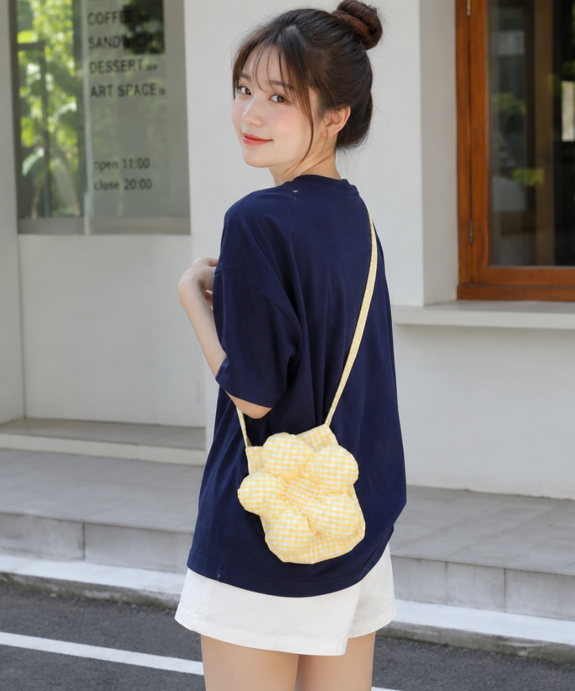 Solenne Gingham Flower Mini Shoulder Bag