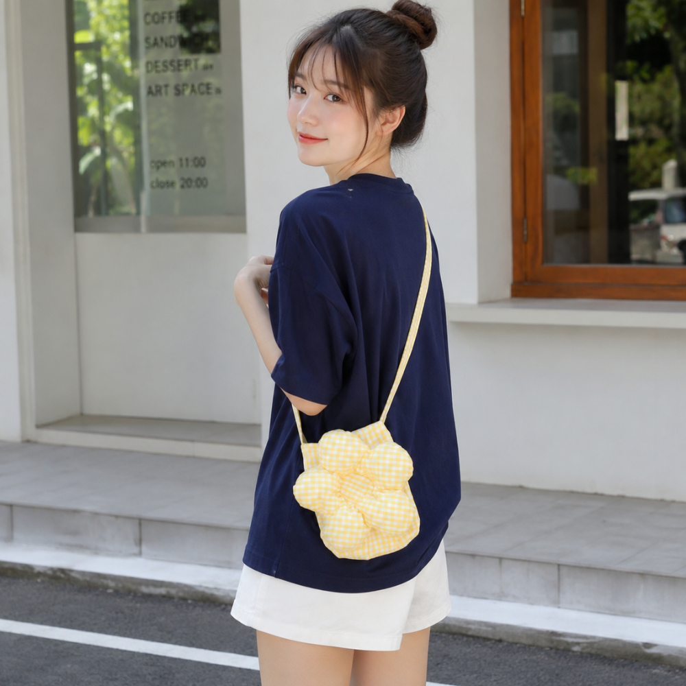 Solenne Gingham Flower Mini Shoulder Bag