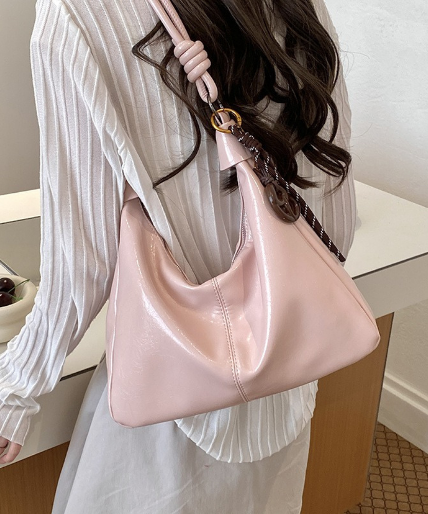 Léonie Glossy Hobo Bag