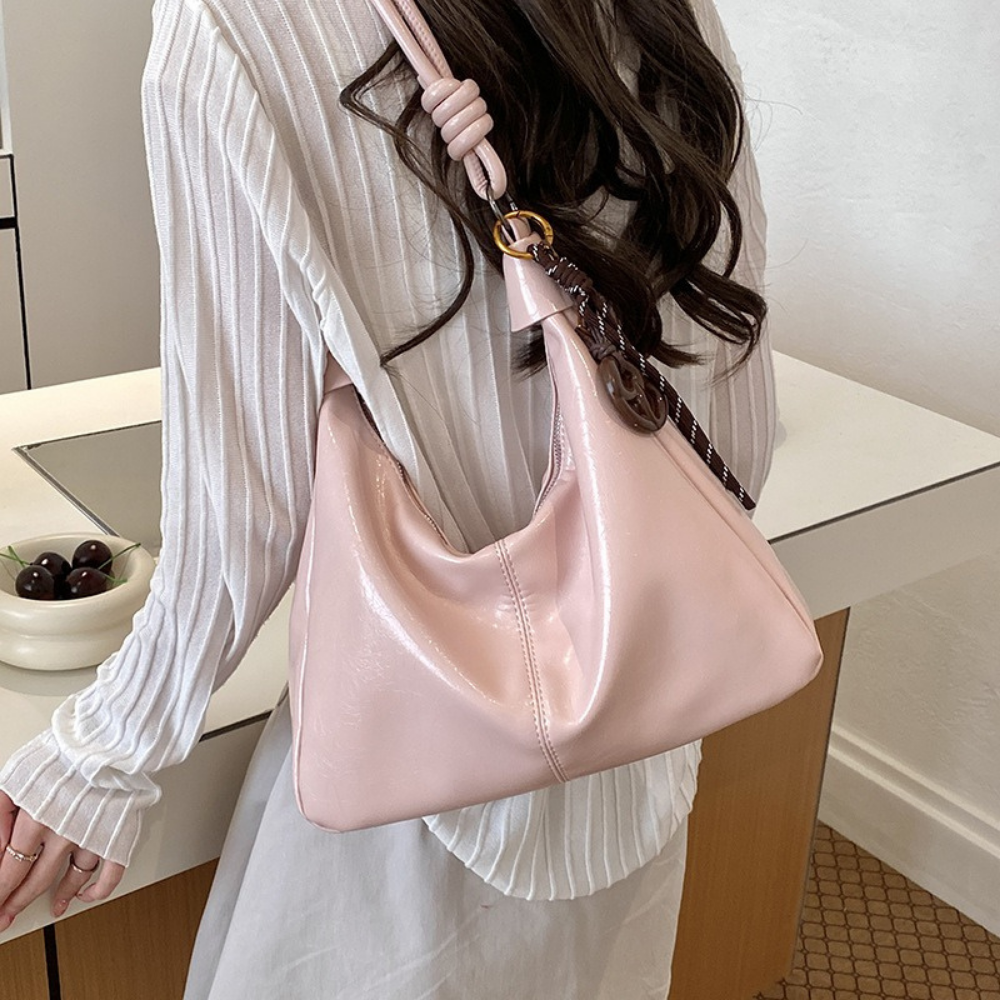 Léonie Glossy Hobo Bag