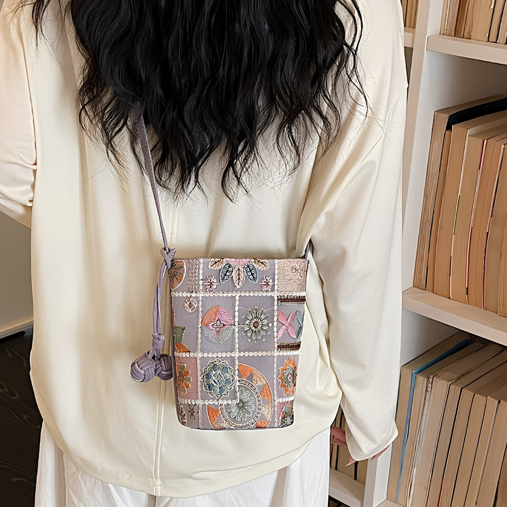 Mosaira Embroidered Bucket Bag