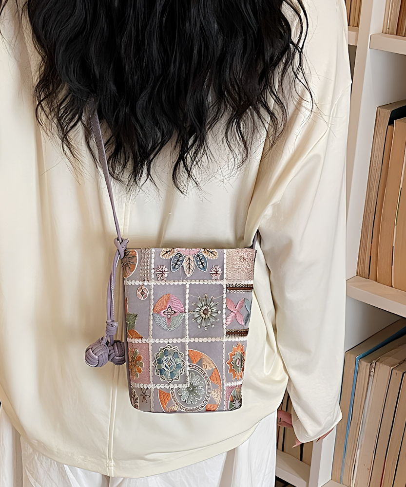 Mosaira Embroidered Bucket Bag