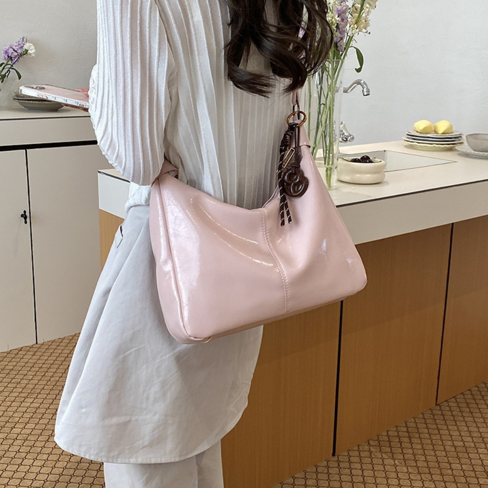 Léonie Glossy Hobo Bag