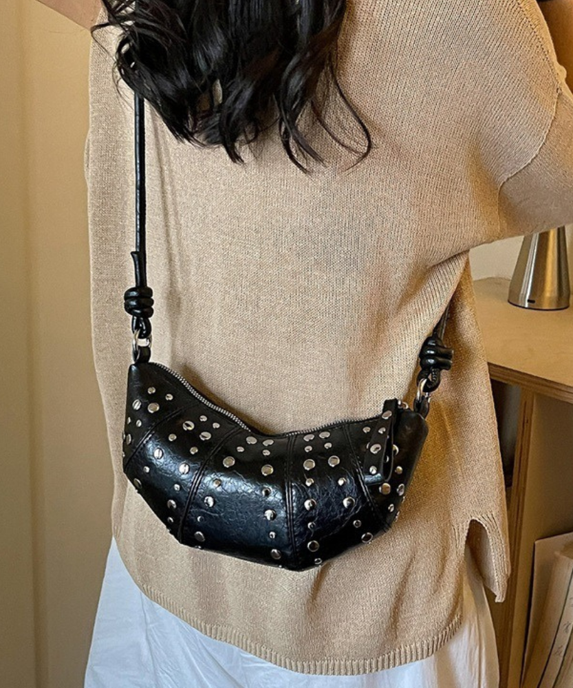 Tavrina Studded Croissant Shoulder Bag