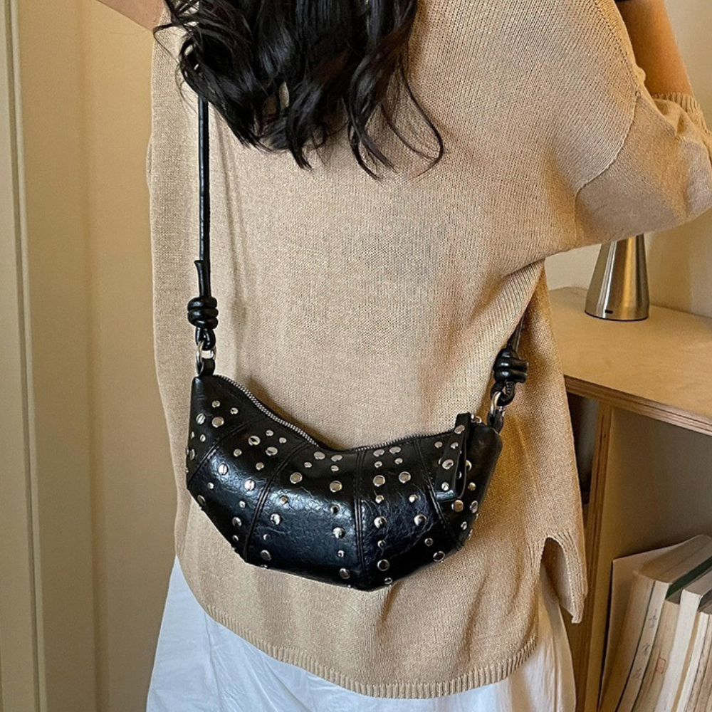 Tavrina Studded Croissant Shoulder Bag